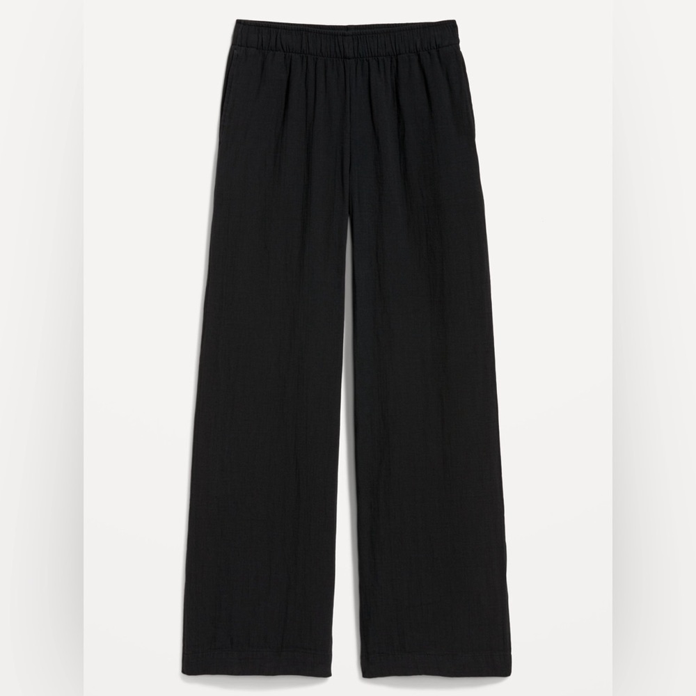 NWT! Old Navy Black High-Waisted Crinkle Gauze Super Wide-Leg Pants - Multiple - Picture 5 of 9